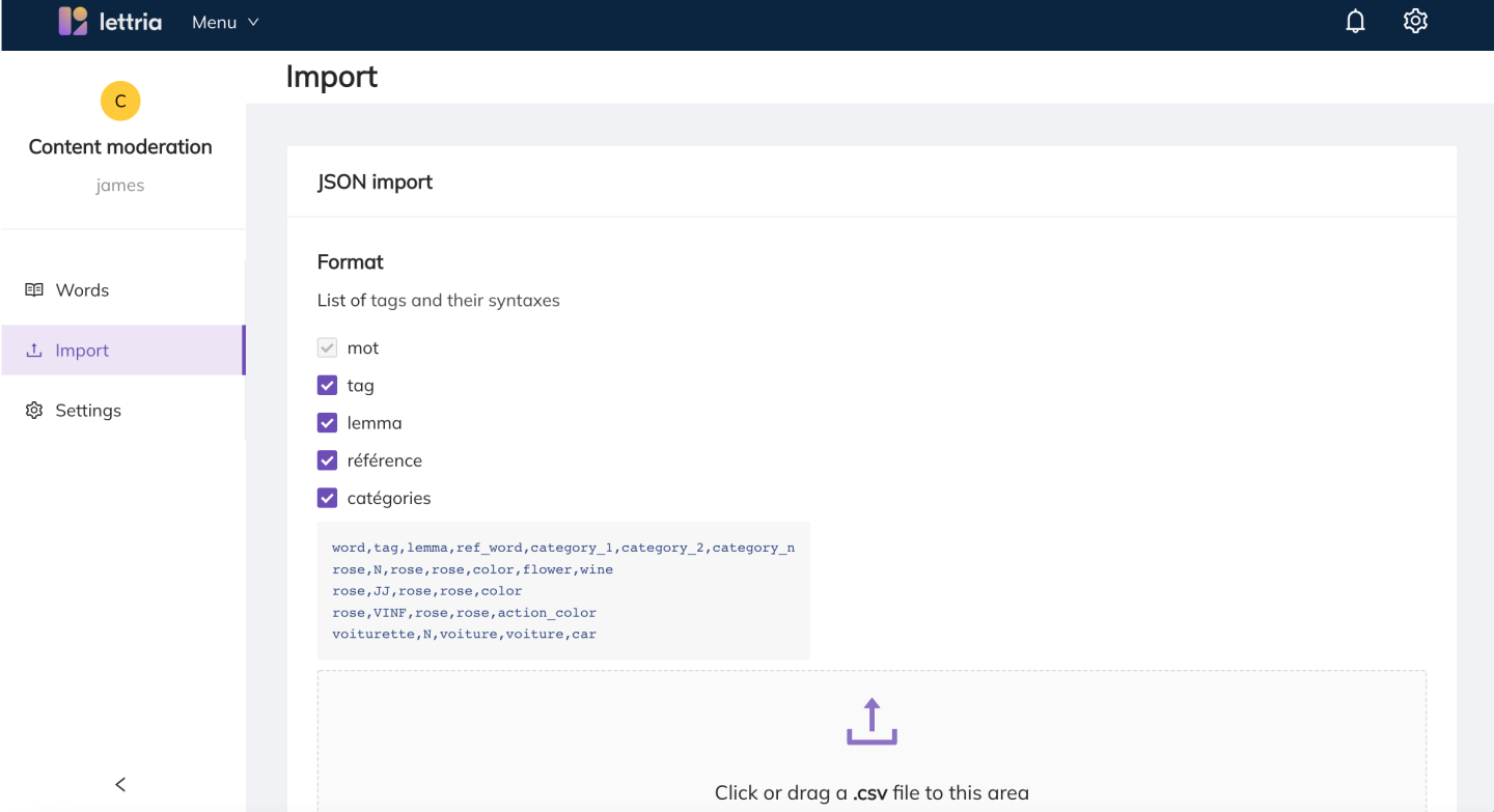 How to import words into a dictionary from a CSV